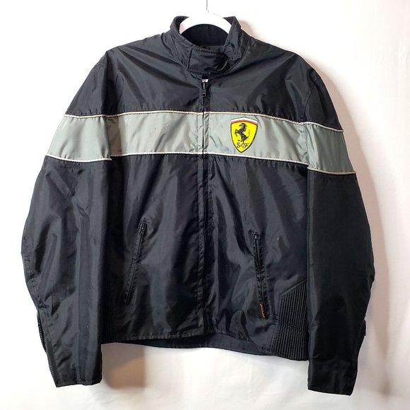Hot Leathers Other - Hot Leathers Motorcycle Nylon Jacket Wide Gray Stripe Ferrari Mens Size M